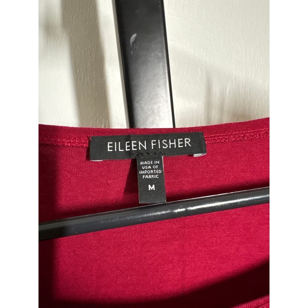 Eileen Fisher Long Sleeve Top Womens M Red Stretch Jersey Minimalist Casual Tee - Picture 5 of 7